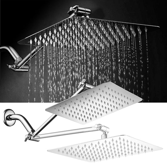 Contemporary Shower Combo Fixed Shower Head Stainless Steel Wall-Mount Square Shower Head Clearhalo 'Bathroom Remodel & Bathroom Fixtures' 'Home Improvement' 'home_improvement' 'home_improvement_shower_heads' 'Shower Heads' 'shower_heads' 'Showers & Bathtubs Plumbing' 'Showers & Bathtubs' 6578287