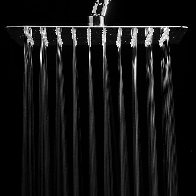 Contemporary Shower Combo Fixed Shower Head Stainless Steel Wall-Mount Square Shower Head Clearhalo 'Bathroom Remodel & Bathroom Fixtures' 'Home Improvement' 'home_improvement' 'home_improvement_shower_heads' 'Shower Heads' 'shower_heads' 'Showers & Bathtubs Plumbing' 'Showers & Bathtubs' 6578288