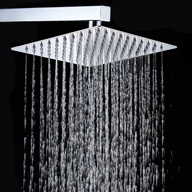 Contemporary Shower Combo Fixed Shower Head Stainless Steel Wall-Mount Square Shower Head Clearhalo 'Bathroom Remodel & Bathroom Fixtures' 'Home Improvement' 'home_improvement' 'home_improvement_shower_heads' 'Shower Heads' 'shower_heads' 'Showers & Bathtubs Plumbing' 'Showers & Bathtubs' 6578289