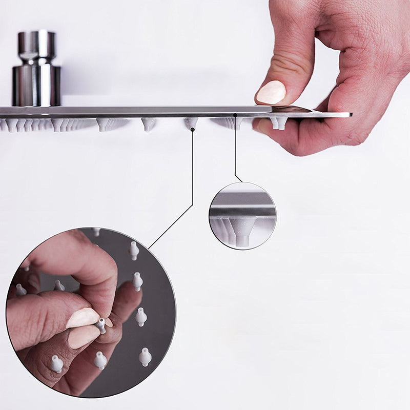 Contemporary Shower Combo Fixed Shower Head Stainless Steel Wall-Mount Square Shower Head Clearhalo 'Bathroom Remodel & Bathroom Fixtures' 'Home Improvement' 'home_improvement' 'home_improvement_shower_heads' 'Shower Heads' 'shower_heads' 'Showers & Bathtubs Plumbing' 'Showers & Bathtubs' 6578293