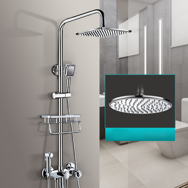 Contemporary Shower Head Combo Dual Shower Head Stainless Steel Wall-Mount Shower Head Clearhalo 'Bathroom Remodel & Bathroom Fixtures' 'Home Improvement' 'home_improvement' 'home_improvement_shower_heads' 'Shower Heads' 'shower_heads' 'Showers & Bathtubs Plumbing' 'Showers & Bathtubs' 6578307