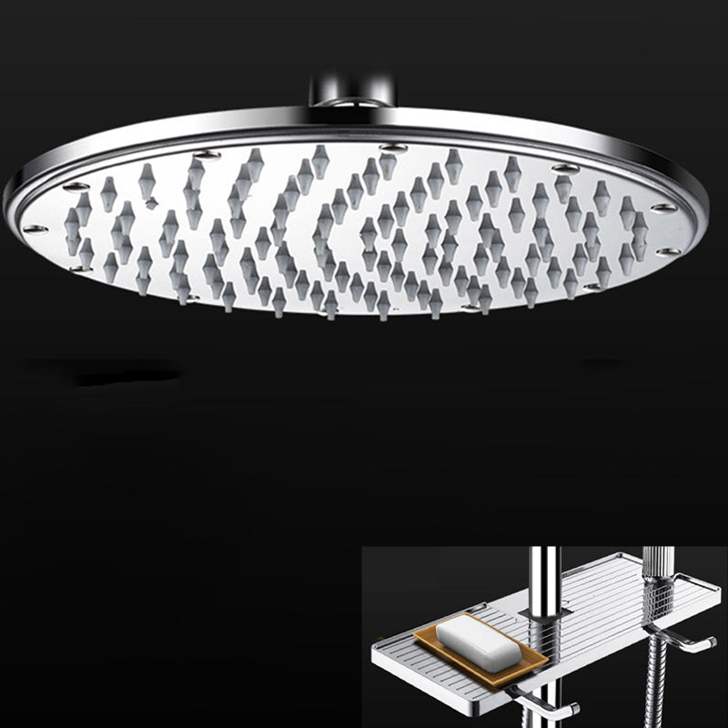 Contemporary Shower Head Combo Dual Shower Head Stainless Steel Wall-Mount Shower Head 7"L x 7"W Round Top Spray with Tray Clearhalo 'Bathroom Remodel & Bathroom Fixtures' 'Home Improvement' 'home_improvement' 'home_improvement_shower_heads' 'Shower Heads' 'shower_heads' 'Showers & Bathtubs Plumbing' 'Showers & Bathtubs' 6578313