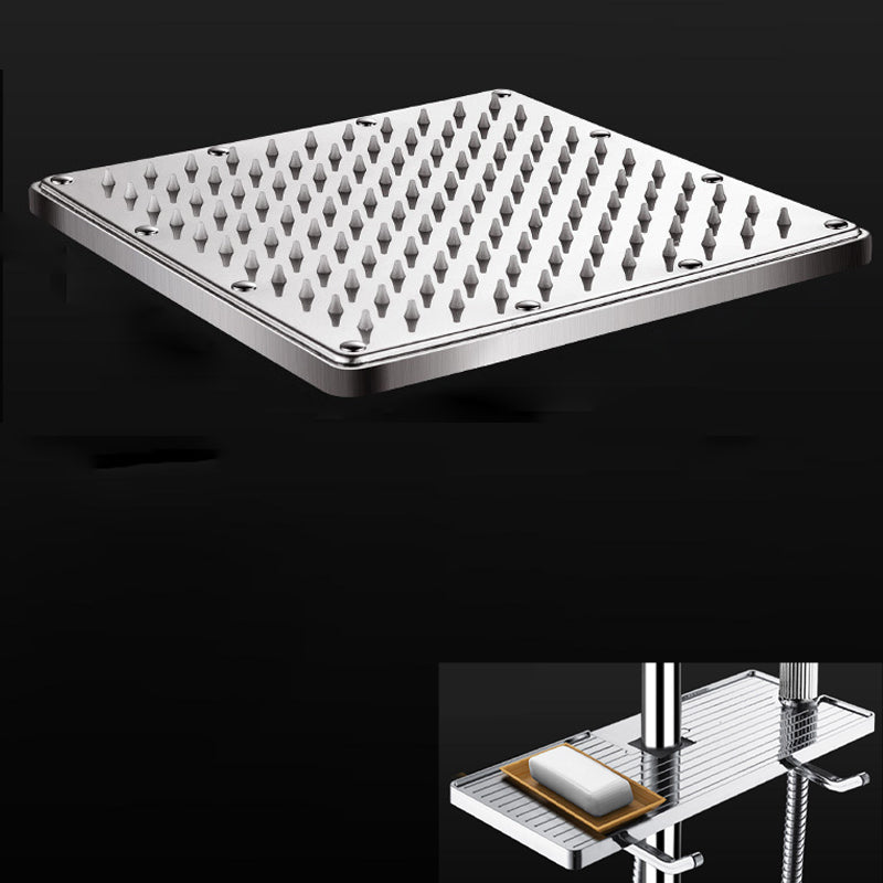 Contemporary Shower Head Combo Dual Shower Head Stainless Steel Wall-Mount Shower Head 7"L x 7"W Square Top Spray with Tray Clearhalo 'Bathroom Remodel & Bathroom Fixtures' 'Home Improvement' 'home_improvement' 'home_improvement_shower_heads' 'Shower Heads' 'shower_heads' 'Showers & Bathtubs Plumbing' 'Showers & Bathtubs' 6578315