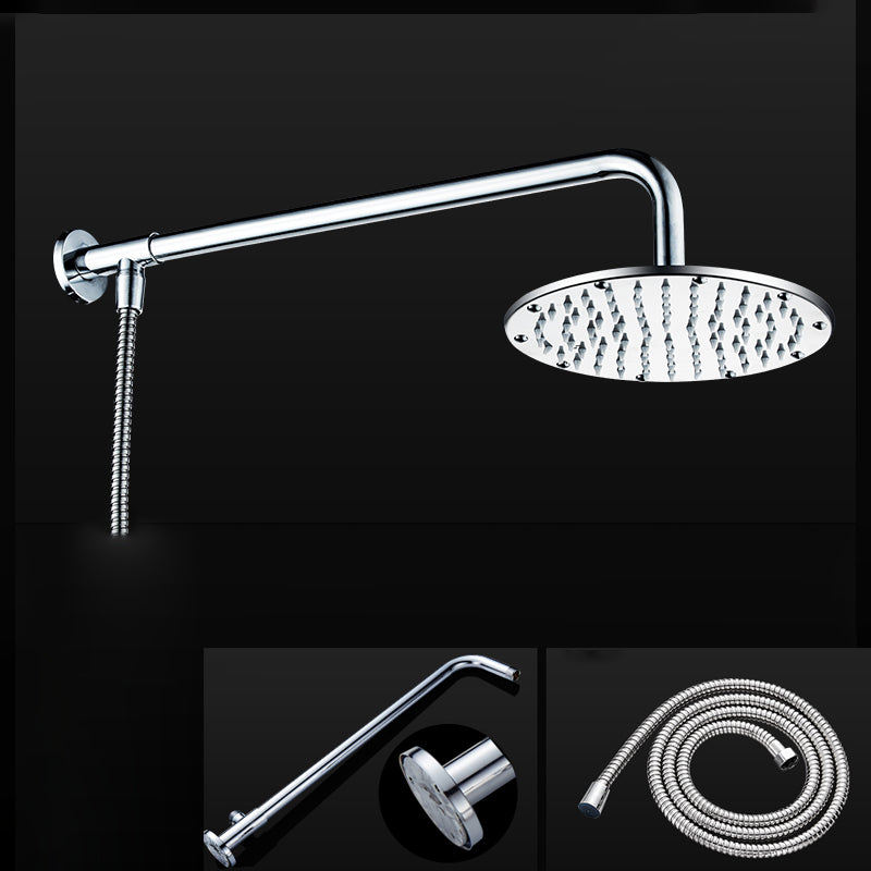Contemporary Shower Head Combo Dual Shower Head Stainless Steel Wall-Mount Shower Head Round Top Spray with Horizontal Bar Clearhalo 'Bathroom Remodel & Bathroom Fixtures' 'Home Improvement' 'home_improvement' 'home_improvement_shower_heads' 'Shower Heads' 'shower_heads' 'Showers & Bathtubs Plumbing' 'Showers & Bathtubs' 6578328