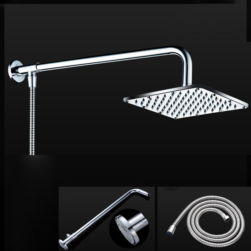 Contemporary Shower Head Combo Dual Shower Head Stainless Steel Wall-Mount Shower Head Square Top Spray with Horizontal Bar Clearhalo 'Bathroom Remodel & Bathroom Fixtures' 'Home Improvement' 'home_improvement' 'home_improvement_shower_heads' 'Shower Heads' 'shower_heads' 'Showers & Bathtubs Plumbing' 'Showers & Bathtubs' 6578331