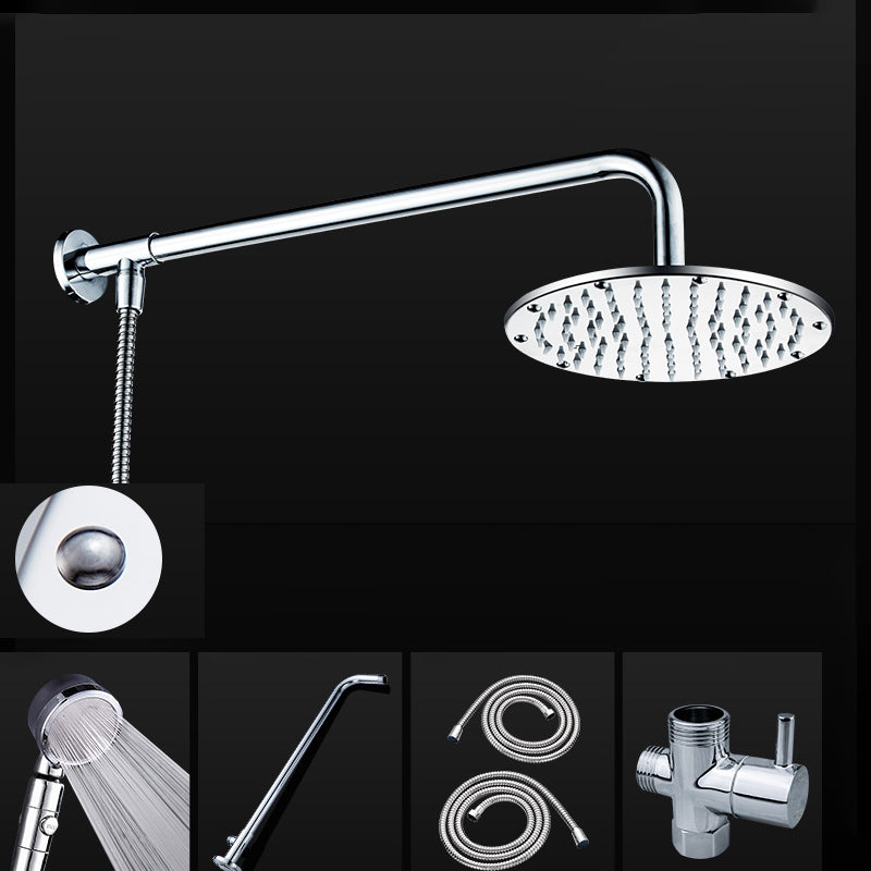 Contemporary Shower Head Combo Dual Shower Head Stainless Steel Wall-Mount Shower Head 7"L x 7"W Round Top Spray with Shower and Horizontal Bar Clearhalo 'Bathroom Remodel & Bathroom Fixtures' 'Home Improvement' 'home_improvement' 'home_improvement_shower_heads' 'Shower Heads' 'shower_heads' 'Showers & Bathtubs Plumbing' 'Showers & Bathtubs' 6578332
