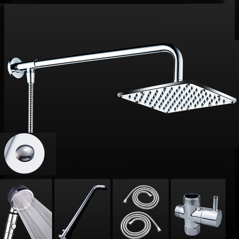 Contemporary Shower Head Combo Dual Shower Head Stainless Steel Wall-Mount Shower Head 7"L x 7"W Square Top Spray with Shower and Horizontal Bar Clearhalo 'Bathroom Remodel & Bathroom Fixtures' 'Home Improvement' 'home_improvement' 'home_improvement_shower_heads' 'Shower Heads' 'shower_heads' 'Showers & Bathtubs Plumbing' 'Showers & Bathtubs' 6578334