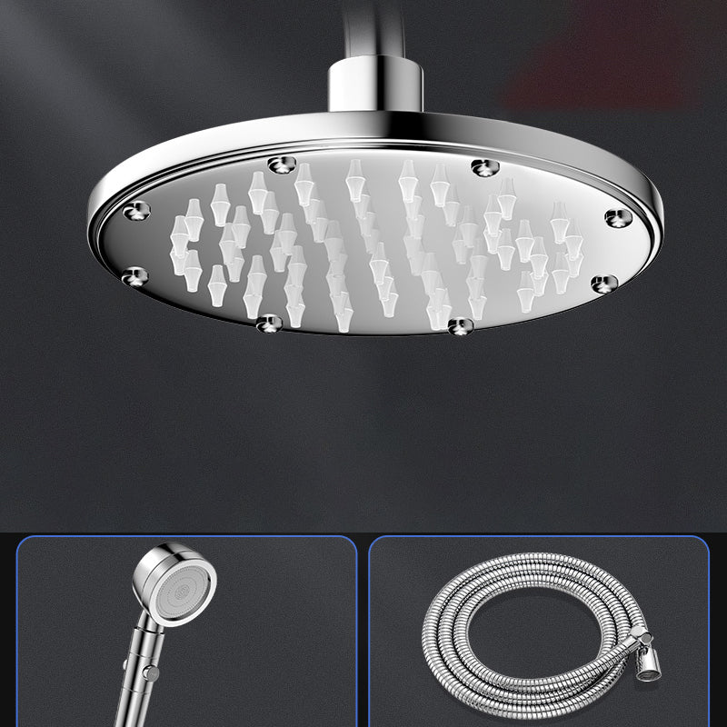 Contemporary Shower Head Combo Polished Stainless Steel Ceiling Mounted Shower Head 5"L x 5"W Round Top Spray with Shower and Hose Clearhalo 'Bathroom Remodel & Bathroom Fixtures' 'Home Improvement' 'home_improvement' 'home_improvement_shower_heads' 'Shower Heads' 'shower_heads' 'Showers & Bathtubs Plumbing' 'Showers & Bathtubs' 6578362