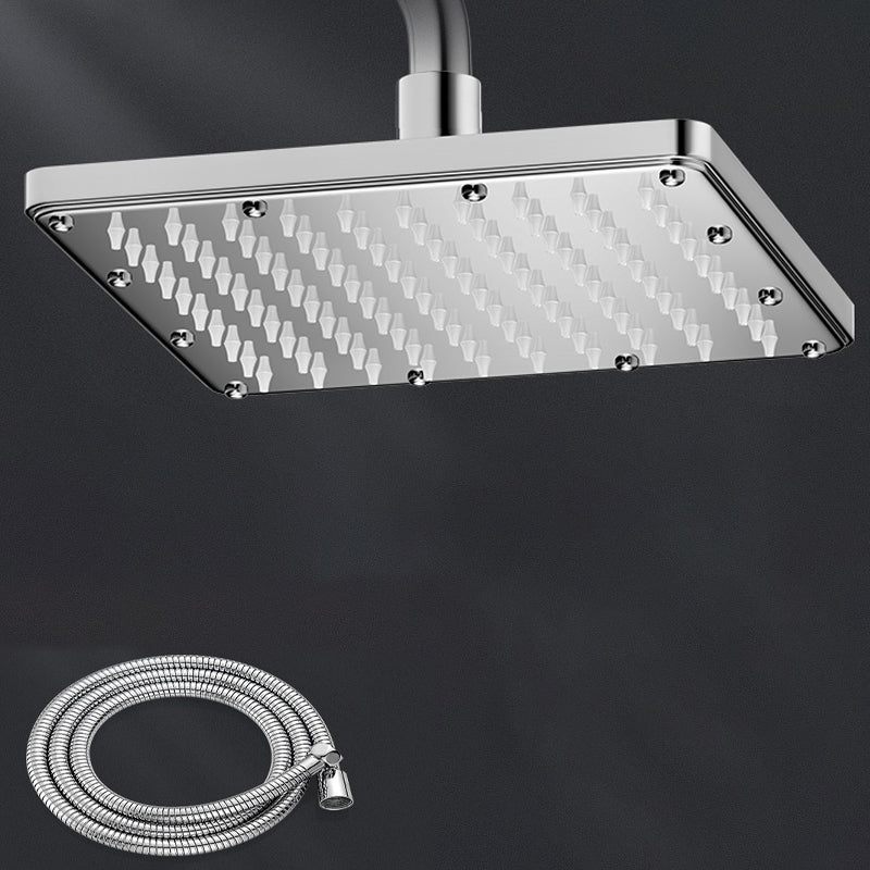 Contemporary Shower Head Combo Polished Stainless Steel Ceiling Mounted Shower Head 7"L x 7"W Square Top Spray with Hose Clearhalo 'Bathroom Remodel & Bathroom Fixtures' 'Home Improvement' 'home_improvement' 'home_improvement_shower_heads' 'Shower Heads' 'shower_heads' 'Showers & Bathtubs Plumbing' 'Showers & Bathtubs' 6578370