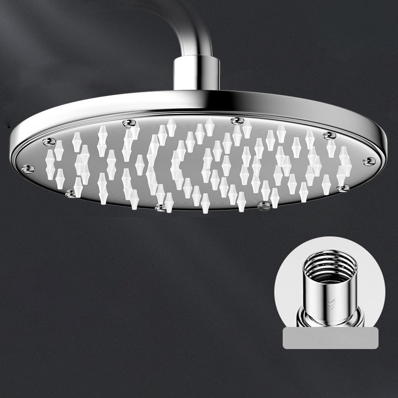 Contemporary Shower Head Combo Polished Stainless Steel Ceiling Mounted Shower Head 7"L x 7"W Round Top Spray Clearhalo 'Bathroom Remodel & Bathroom Fixtures' 'Home Improvement' 'home_improvement' 'home_improvement_shower_heads' 'Shower Heads' 'shower_heads' 'Showers & Bathtubs Plumbing' 'Showers & Bathtubs' 6578378