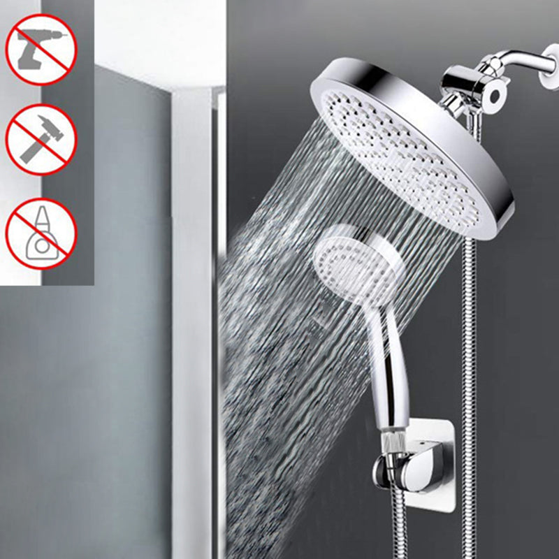 Contemporary Shower Combo Dual Shower Head Chrome Wall-Mount Round Shower Head Clearhalo 'Bathroom Remodel & Bathroom Fixtures' 'Home Improvement' 'home_improvement' 'home_improvement_shower_heads' 'Shower Heads' 'shower_heads' 'Showers & Bathtubs Plumbing' 'Showers & Bathtubs' 6578413