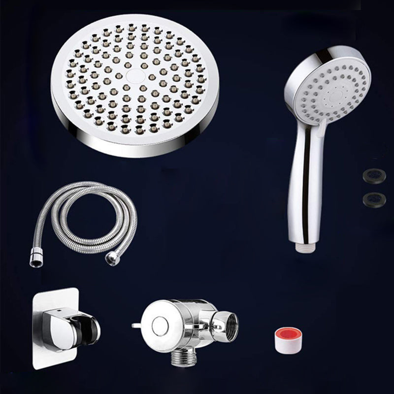 Contemporary Shower Combo Dual Shower Head Chrome Wall-Mount Round Shower Head Clearhalo 'Bathroom Remodel & Bathroom Fixtures' 'Home Improvement' 'home_improvement' 'home_improvement_shower_heads' 'Shower Heads' 'shower_heads' 'Showers & Bathtubs Plumbing' 'Showers & Bathtubs' 6578415