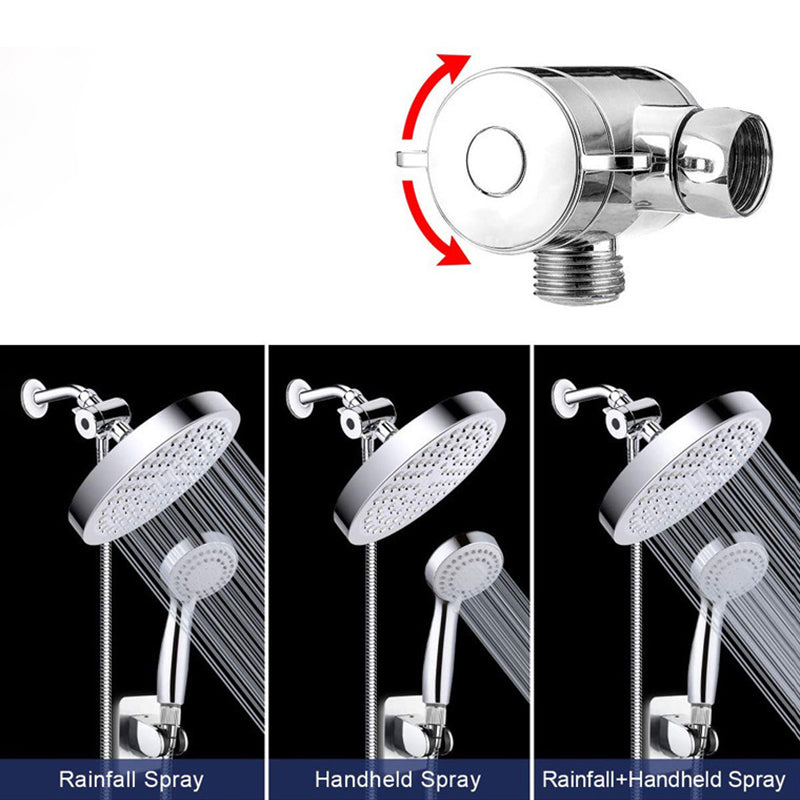 Contemporary Shower Combo Dual Shower Head Chrome Wall-Mount Round Shower Head Clearhalo 'Bathroom Remodel & Bathroom Fixtures' 'Home Improvement' 'home_improvement' 'home_improvement_shower_heads' 'Shower Heads' 'shower_heads' 'Showers & Bathtubs Plumbing' 'Showers & Bathtubs' 6578422