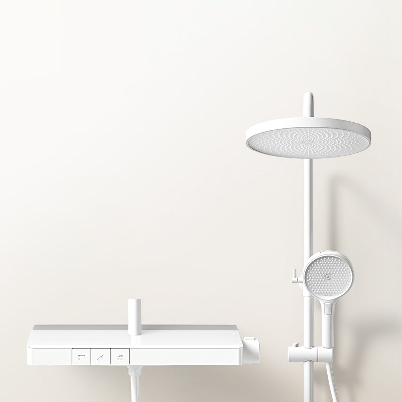 Shower System 4-Jet Rain Round Handheld Shower Head Wall Mounted Shower Trim White Temperature Control Clearhalo 'Bathroom Remodel & Bathroom Fixtures' 'Home Improvement' 'home_improvement' 'home_improvement_shower_faucets' 'Shower Faucets & Systems' 'shower_faucets' 'Showers & Bathtubs Plumbing' 'Showers & Bathtubs' 6578475