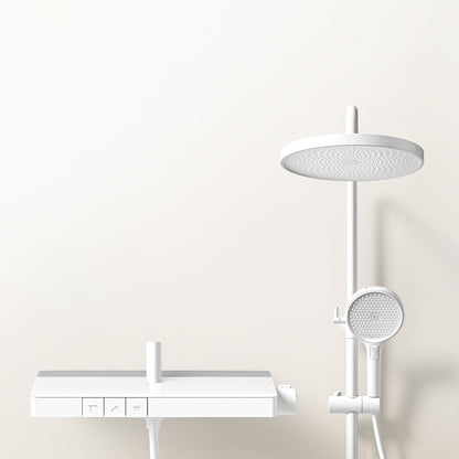 Shower System 4-Jet Rain Round Handheld Shower Head Wall Mounted Shower Trim White Temperature Control Clearhalo 'Bathroom Remodel & Bathroom Fixtures' 'Home Improvement' 'home_improvement' 'home_improvement_shower_faucets' 'Shower Faucets & Systems' 'shower_faucets' 'Showers & Bathtubs Plumbing' 'Showers & Bathtubs' 6578475