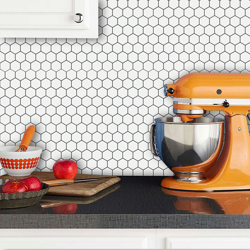 Peel and Stick Wall Tile Water Resistant Hexagonal PVC Peel and Stick Wall Tile Ivory 10-Piece Set Clearhalo 'Flooring 'Home Improvement' 'home_improvement' 'home_improvement_peel_stick_blacksplash' 'Peel & Stick Backsplash Tile' 'peel_stick_blacksplash' 'Walls & Ceilings' Walls and Ceiling' 6578502