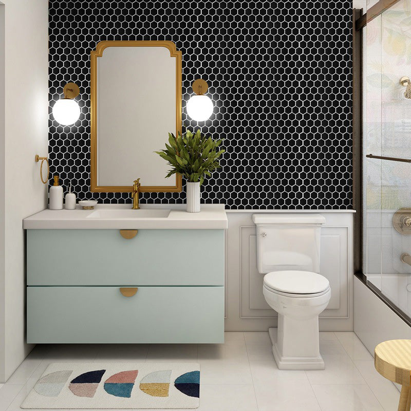 Hexagonal Peel & Stick Tile Stain Resistant Plastic Peel & Stick Tile for Shower Black 10-Piece Set Clearhalo 'Flooring 'Home Improvement' 'home_improvement' 'home_improvement_peel_stick_blacksplash' 'Peel & Stick Backsplash Tile' 'peel_stick_blacksplash' 'Walls & Ceilings' Walls and Ceiling' 6578541