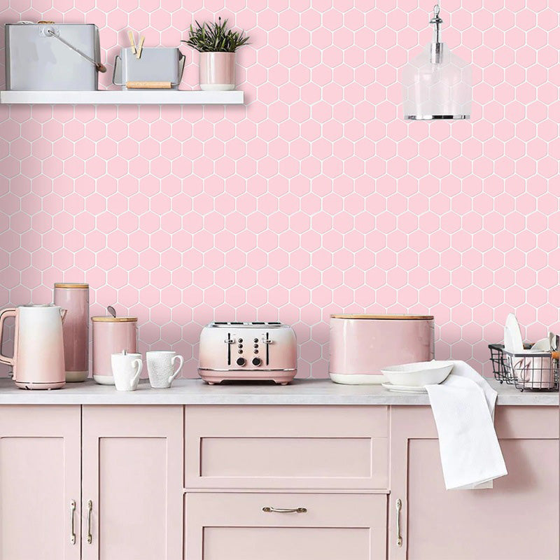 Peel and Stick Tiles Solid Color Hexagonal Scratch Resistant Peel and Stick Tiles Pink 10-Piece Set Clearhalo 'Flooring 'Home Improvement' 'home_improvement' 'home_improvement_peel_stick_blacksplash' 'Peel & Stick Backsplash Tile' 'peel_stick_blacksplash' 'Walls & Ceilings' Walls and Ceiling' 6578548