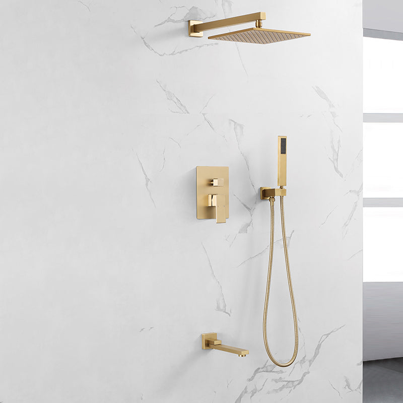 Shower Trim Square Massage Jet Rain Wall Mounted Shower System Gold Wall Outlet 3 Clearhalo 'Bathroom Remodel & Bathroom Fixtures' 'Home Improvement' 'home_improvement' 'home_improvement_shower_faucets' 'Shower Faucets & Systems' 'shower_faucets' 'Showers & Bathtubs Plumbing' 'Showers & Bathtubs' 6581782