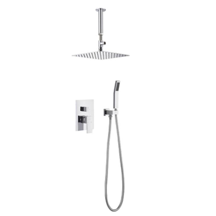 Shower Trim Square Massage Jet Rain Wall Mounted Shower System Silver Flush Mount 2 Clearhalo 'Bathroom Remodel & Bathroom Fixtures' 'Home Improvement' 'home_improvement' 'home_improvement_shower_faucets' 'Shower Faucets & Systems' 'shower_faucets' 'Showers & Bathtubs Plumbing' 'Showers & Bathtubs' 6581800