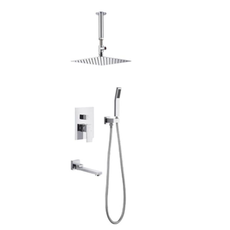 Shower Trim Square Massage Jet Rain Wall Mounted Shower System Silver Flush Mount 3 Clearhalo 'Bathroom Remodel & Bathroom Fixtures' 'Home Improvement' 'home_improvement' 'home_improvement_shower_faucets' 'Shower Faucets & Systems' 'shower_faucets' 'Showers & Bathtubs Plumbing' 'Showers & Bathtubs' 6581802