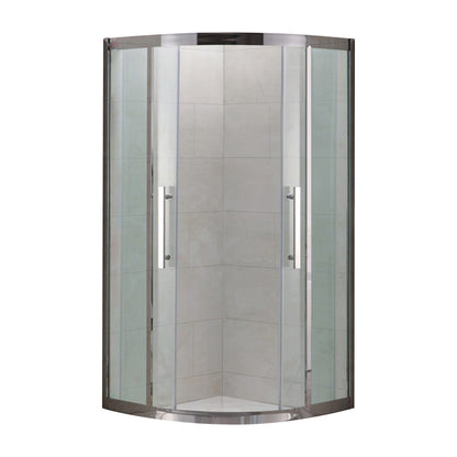 Shower Enclosure Semi-Frameless Double Sliding Neo-Angle Black Door Handles Shower Stall Silver Clearhalo 'Bathroom Remodel & Bathroom Fixtures' 'Home Improvement' 'home_improvement' 'home_improvement_shower_stalls_enclosures' 'Shower Stalls & Enclosures' 'shower_stalls_enclosures' 'Showers & Bathtubs' 6582516