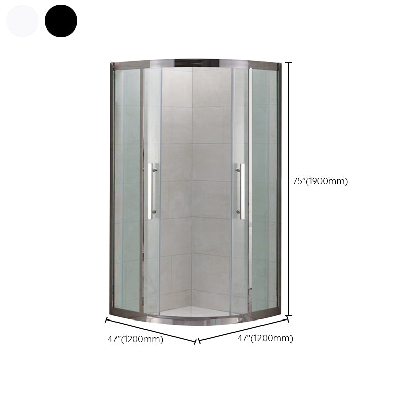 Shower Enclosure Semi-Frameless Double Sliding Neo-Angle Black Door Handles Shower Stall Clearhalo 'Bathroom Remodel & Bathroom Fixtures' 'Home Improvement' 'home_improvement' 'home_improvement_shower_stalls_enclosures' 'Shower Stalls & Enclosures' 'shower_stalls_enclosures' 'Showers & Bathtubs' 6582524