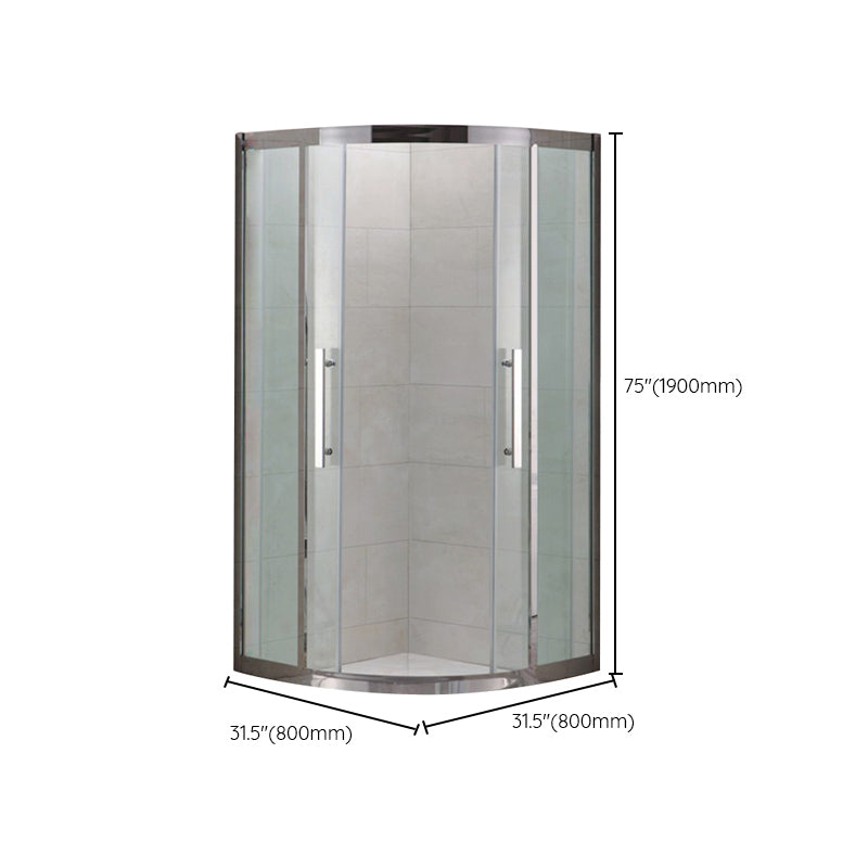 Shower Enclosure Semi-Frameless Double Sliding Neo-Angle Black Door Handles Shower Stall Clearhalo 'Bathroom Remodel & Bathroom Fixtures' 'Home Improvement' 'home_improvement' 'home_improvement_shower_stalls_enclosures' 'Shower Stalls & Enclosures' 'shower_stalls_enclosures' 'Showers & Bathtubs' 6582529