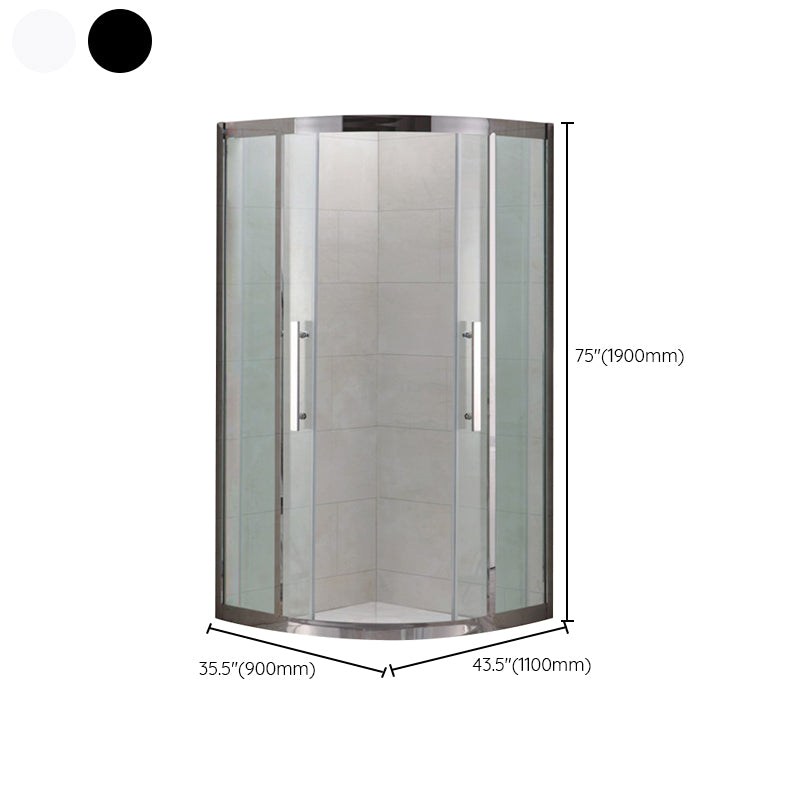 Shower Enclosure Semi-Frameless Double Sliding Neo-Angle Black Door Handles Shower Stall Clearhalo 'Bathroom Remodel & Bathroom Fixtures' 'Home Improvement' 'home_improvement' 'home_improvement_shower_stalls_enclosures' 'Shower Stalls & Enclosures' 'shower_stalls_enclosures' 'Showers & Bathtubs' 6582530