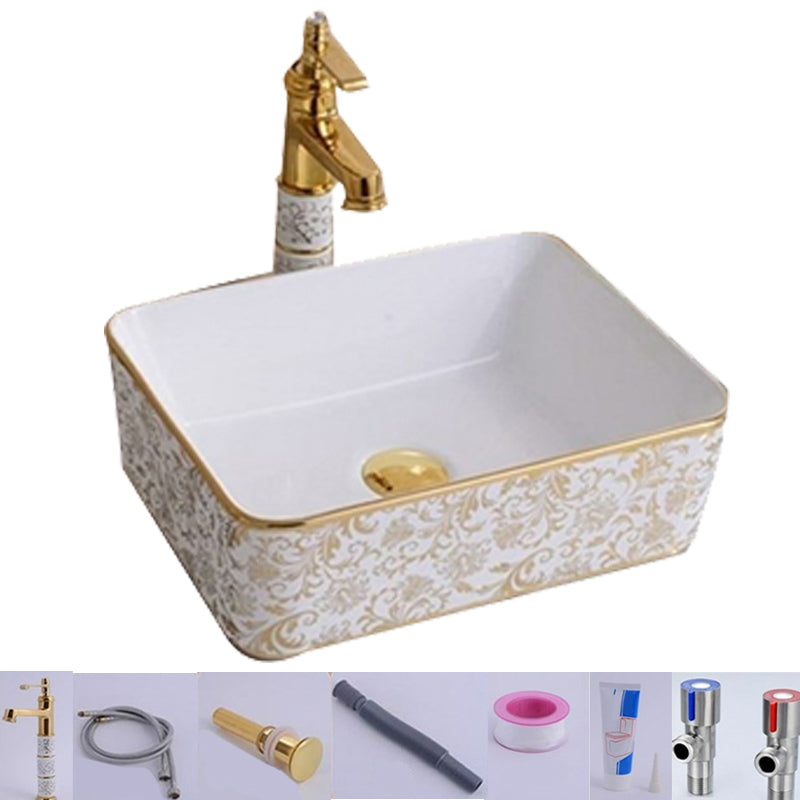 Traditional Vessel Lavatory Sink Oval-Shape Porcelain with Faucet Bathroom Sink 16"L x 12"W x 5"H Sink with Faucet Rectangular Clearhalo 'Bathroom Remodel & Bathroom Fixtures' 'Bathroom Sinks & Faucet Components' 'Bathroom Sinks' 'bathroom_sink' 'Home Improvement' 'home_improvement' 'home_improvement_bathroom_sink' 6582571