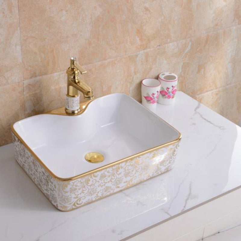 Traditional Vessel Lavatory Sink Oval-Shape Porcelain with Faucet Bathroom Sink 19"L x 15"W x 6"H Sink with Faucet Rectangular (Hole Included) Clearhalo 'Bathroom Remodel & Bathroom Fixtures' 'Bathroom Sinks & Faucet Components' 'Bathroom Sinks' 'bathroom_sink' 'Home Improvement' 'home_improvement' 'home_improvement_bathroom_sink' 6582572