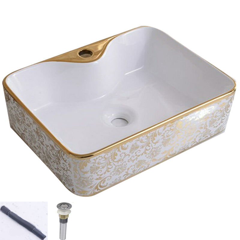 Traditional Vessel Lavatory Sink Oval-Shape Porcelain with Faucet Bathroom Sink 19"L x 15"W x 6"H Sink Rectangular (Hole Included) Clearhalo 'Bathroom Remodel & Bathroom Fixtures' 'Bathroom Sinks & Faucet Components' 'Bathroom Sinks' 'bathroom_sink' 'Home Improvement' 'home_improvement' 'home_improvement_bathroom_sink' 6582592