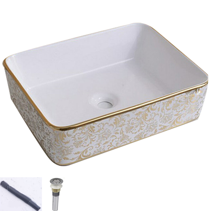 Traditional Vessel Lavatory Sink Oval-Shape Porcelain with Faucet Bathroom Sink 19"L x 15"W x 6"H Sink Rectangular Clearhalo 'Bathroom Remodel & Bathroom Fixtures' 'Bathroom Sinks & Faucet Components' 'Bathroom Sinks' 'bathroom_sink' 'Home Improvement' 'home_improvement' 'home_improvement_bathroom_sink' 6582593