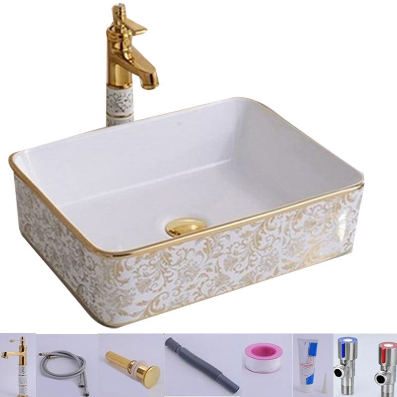 Traditional Vessel Lavatory Sink Oval-Shape Porcelain with Faucet Bathroom Sink 19"L x 15"W x 6"H Sink with Faucet Rectangular Clearhalo 'Bathroom Remodel & Bathroom Fixtures' 'Bathroom Sinks & Faucet Components' 'Bathroom Sinks' 'bathroom_sink' 'Home Improvement' 'home_improvement' 'home_improvement_bathroom_sink' 6582595