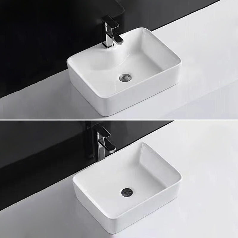 Contemporary Bathroom Sink Porcelain Rectangular Vessel Sink with Pop-Up Drain Clearhalo 'Bathroom Remodel & Bathroom Fixtures' 'Bathroom Sinks & Faucet Components' 'Bathroom Sinks' 'bathroom_sink' 'Home Improvement' 'home_improvement' 'home_improvement_bathroom_sink' 6582610