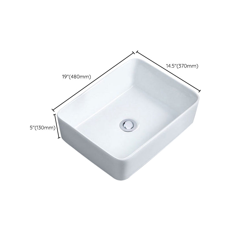 Contemporary Bathroom Sink Porcelain Rectangular Vessel Sink with Pop-Up Drain Clearhalo 'Bathroom Remodel & Bathroom Fixtures' 'Bathroom Sinks & Faucet Components' 'Bathroom Sinks' 'bathroom_sink' 'Home Improvement' 'home_improvement' 'home_improvement_bathroom_sink' 6582616
