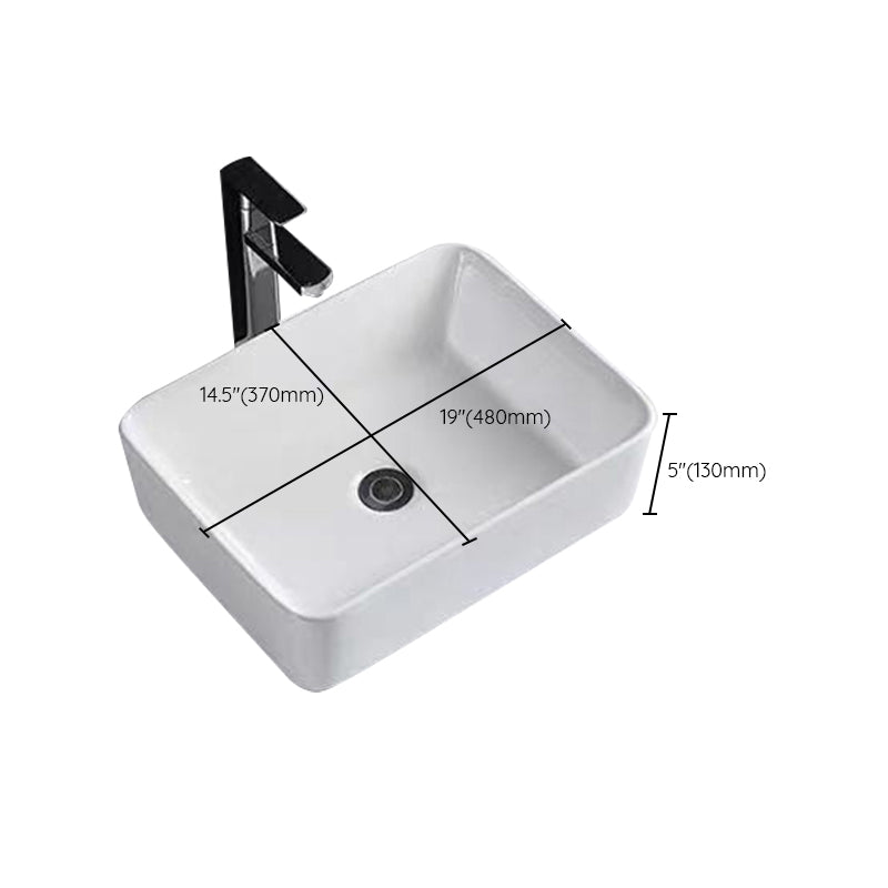 Contemporary Bathroom Sink Porcelain Rectangular Vessel Sink with Pop-Up Drain Clearhalo 'Bathroom Remodel & Bathroom Fixtures' 'Bathroom Sinks & Faucet Components' 'Bathroom Sinks' 'bathroom_sink' 'Home Improvement' 'home_improvement' 'home_improvement_bathroom_sink' 6582618