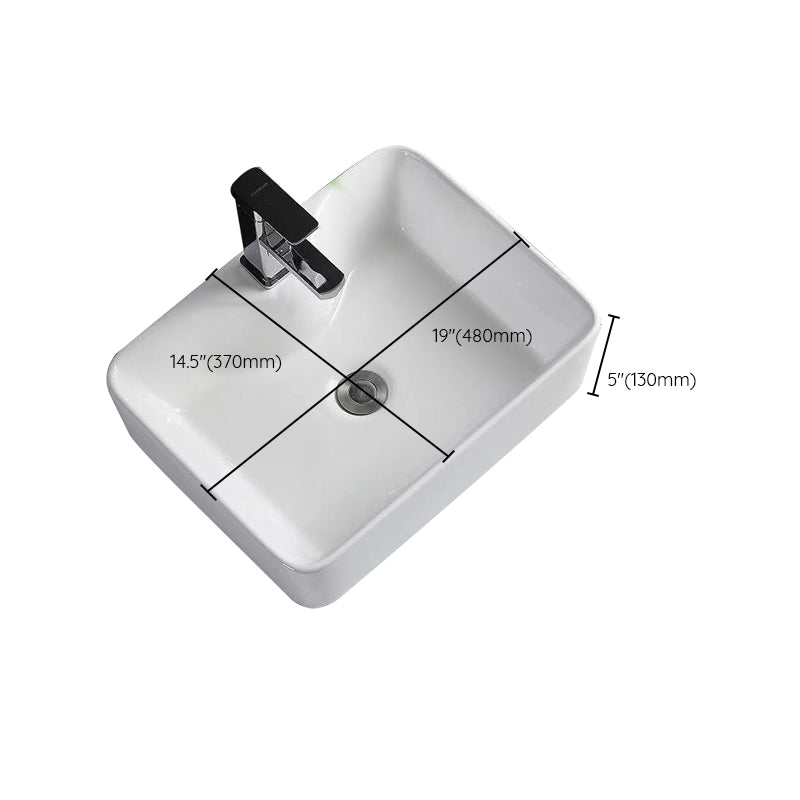 Contemporary Bathroom Sink Porcelain Rectangular Vessel Sink with Pop-Up Drain Clearhalo 'Bathroom Remodel & Bathroom Fixtures' 'Bathroom Sinks & Faucet Components' 'Bathroom Sinks' 'bathroom_sink' 'Home Improvement' 'home_improvement' 'home_improvement_bathroom_sink' 6582619