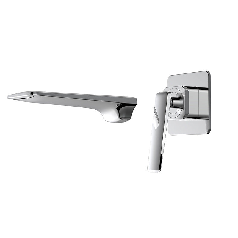 Glam Style Faucet Wall Mounted Bathroom Faucet with Single Lever Handle Chrome Clearhalo 'Bathroom Remodel & Bathroom Fixtures' 'Bathroom Sink Faucets' 'Bathroom Sinks & Faucet Components' 'bathroom_sink_faucets' 'Home Improvement' 'home_improvement' 'home_improvement_bathroom_sink_faucets' 6585099