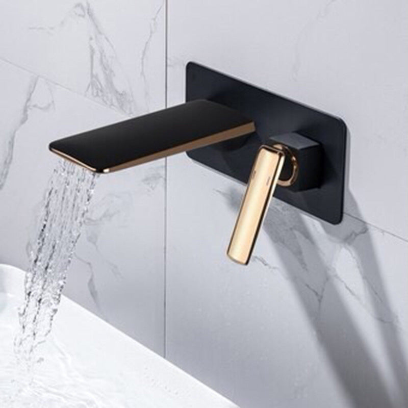 Glam Style Faucet Wall Mounted Bathroom Faucet with Single Lever Handle Clearhalo 'Bathroom Remodel & Bathroom Fixtures' 'Bathroom Sink Faucets' 'Bathroom Sinks & Faucet Components' 'bathroom_sink_faucets' 'Home Improvement' 'home_improvement' 'home_improvement_bathroom_sink_faucets' 6585102