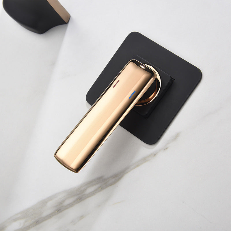 Glam Style Faucet Wall Mounted Bathroom Faucet with Single Lever Handle Clearhalo 'Bathroom Remodel & Bathroom Fixtures' 'Bathroom Sink Faucets' 'Bathroom Sinks & Faucet Components' 'bathroom_sink_faucets' 'Home Improvement' 'home_improvement' 'home_improvement_bathroom_sink_faucets' 6585104