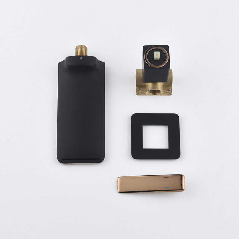 Glam Style Faucet Wall Mounted Bathroom Faucet with Single Lever Handle Clearhalo 'Bathroom Remodel & Bathroom Fixtures' 'Bathroom Sink Faucets' 'Bathroom Sinks & Faucet Components' 'bathroom_sink_faucets' 'Home Improvement' 'home_improvement' 'home_improvement_bathroom_sink_faucets' 6585109