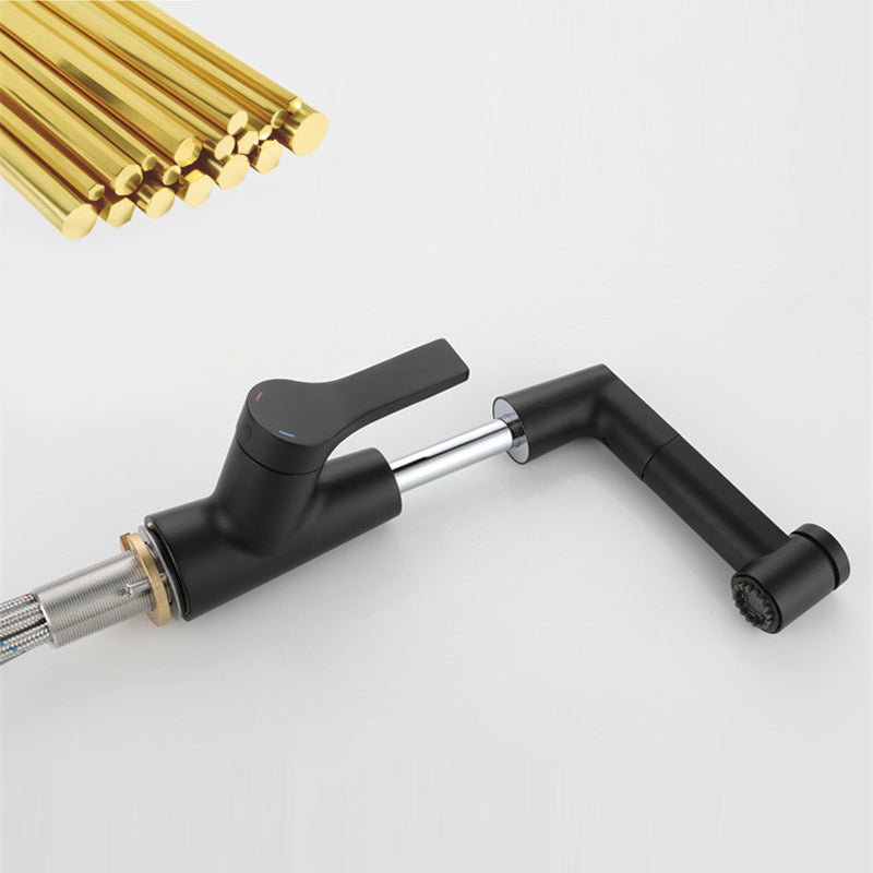 Modern Pull-out Faucet Single Lever Handle Faucet for Bathroom Clearhalo 'Bathroom Remodel & Bathroom Fixtures' 'Bathroom Sink Faucets' 'Bathroom Sinks & Faucet Components' 'bathroom_sink_faucets' 'Home Improvement' 'home_improvement' 'home_improvement_bathroom_sink_faucets' 6585156