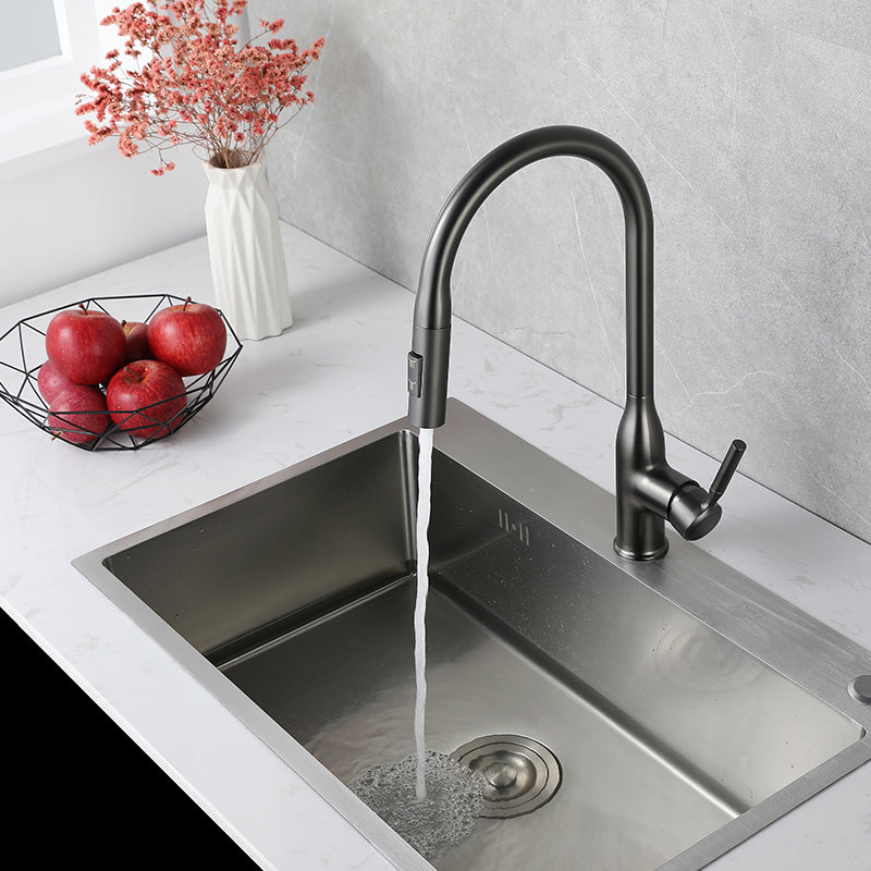 Modern Kitchen Faucet Pull down Sprayer Bar Faucet with Handle and Supply Line Clearhalo 'Home Improvement' 'home_improvement' 'home_improvement_kitchen_faucets' 'Kitchen Faucets' 'Kitchen Remodel & Kitchen Fixtures' 'Kitchen Sinks & Faucet Components' 'kitchen_faucets' 6585204