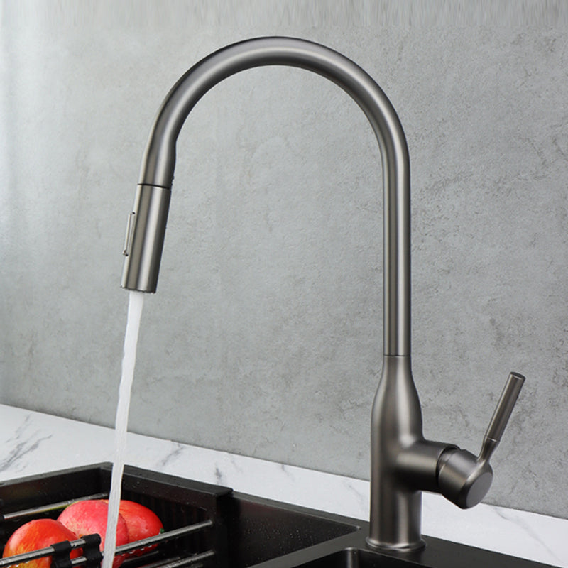 Modern Kitchen Faucet Pull down Sprayer Bar Faucet with Handle and Supply Line Clearhalo 'Home Improvement' 'home_improvement' 'home_improvement_kitchen_faucets' 'Kitchen Faucets' 'Kitchen Remodel & Kitchen Fixtures' 'Kitchen Sinks & Faucet Components' 'kitchen_faucets' 6585209