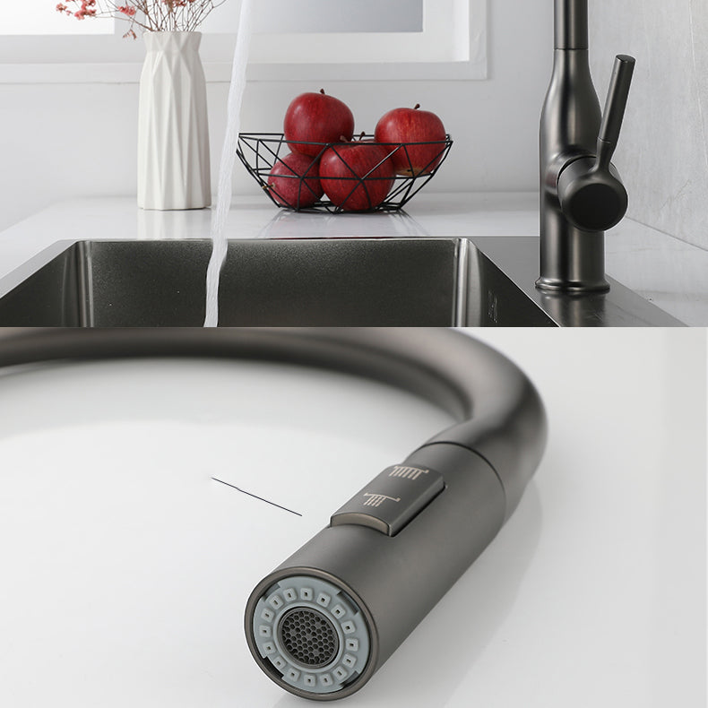Modern Kitchen Faucet Pull down Sprayer Bar Faucet with Handle and Supply Line Clearhalo 'Home Improvement' 'home_improvement' 'home_improvement_kitchen_faucets' 'Kitchen Faucets' 'Kitchen Remodel & Kitchen Fixtures' 'Kitchen Sinks & Faucet Components' 'kitchen_faucets' 6585211