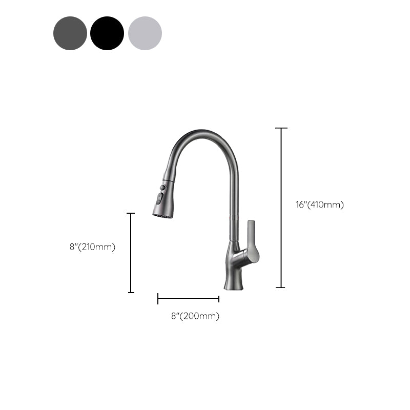 Modern Kitchen Faucet Pull down Sprayer Bar Faucet with Handle and Supply Line Clearhalo 'Home Improvement' 'home_improvement' 'home_improvement_kitchen_faucets' 'Kitchen Faucets' 'Kitchen Remodel & Kitchen Fixtures' 'Kitchen Sinks & Faucet Components' 'kitchen_faucets' 6585219