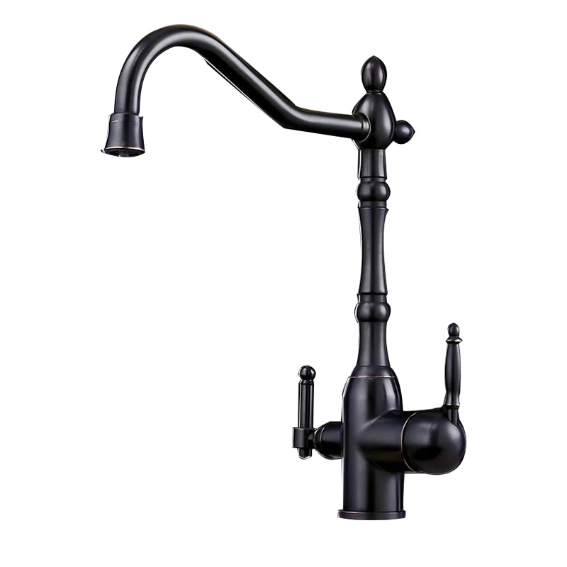 Traditional Bridge Kitchen Faucet 2-Handle Bridge Kitchen Faucet in Gold Clearhalo 'Home Improvement' 'home_improvement' 'home_improvement_kitchen_faucets' 'Kitchen Faucets' 'Kitchen Remodel & Kitchen Fixtures' 'Kitchen Sinks & Faucet Components' 'kitchen_faucets' 6585236