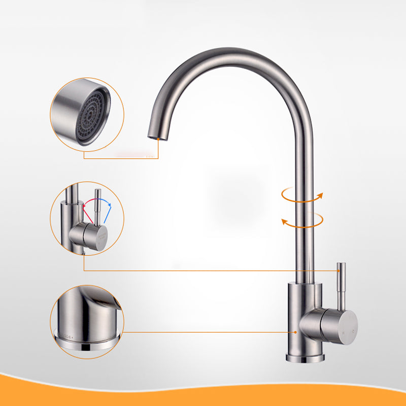 Modern Standard Kitchen Faucet 1-Handle Bar Faucet with Accessories Clearhalo 'Home Improvement' 'home_improvement' 'home_improvement_kitchen_faucets' 'Kitchen Faucets' 'Kitchen Remodel & Kitchen Fixtures' 'Kitchen Sinks & Faucet Components' 'kitchen_faucets' 6585242