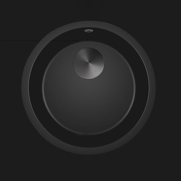 Contemporary Black Quartz Kitchen Sink Single Bowl Sink with Basket Strainer Clearhalo 'Home Improvement' 'home_improvement' 'home_improvement_kitchen_sinks' 'Kitchen Remodel & Kitchen Fixtures' 'Kitchen Sinks & Faucet Components' 'Kitchen Sinks' 'kitchen_sinks' 6585278